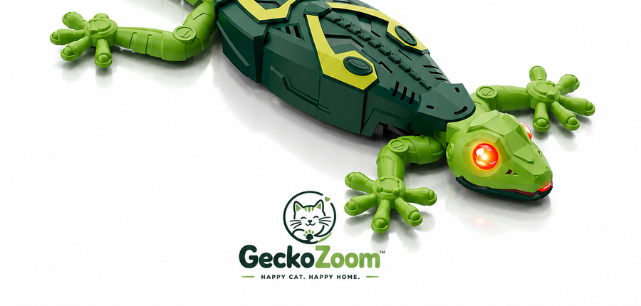 Ultra-realistic green GeckoZoom with glowing LED eyes